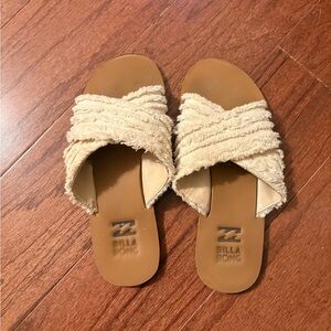 Billabong Women's Cream Textured Slide Sandals